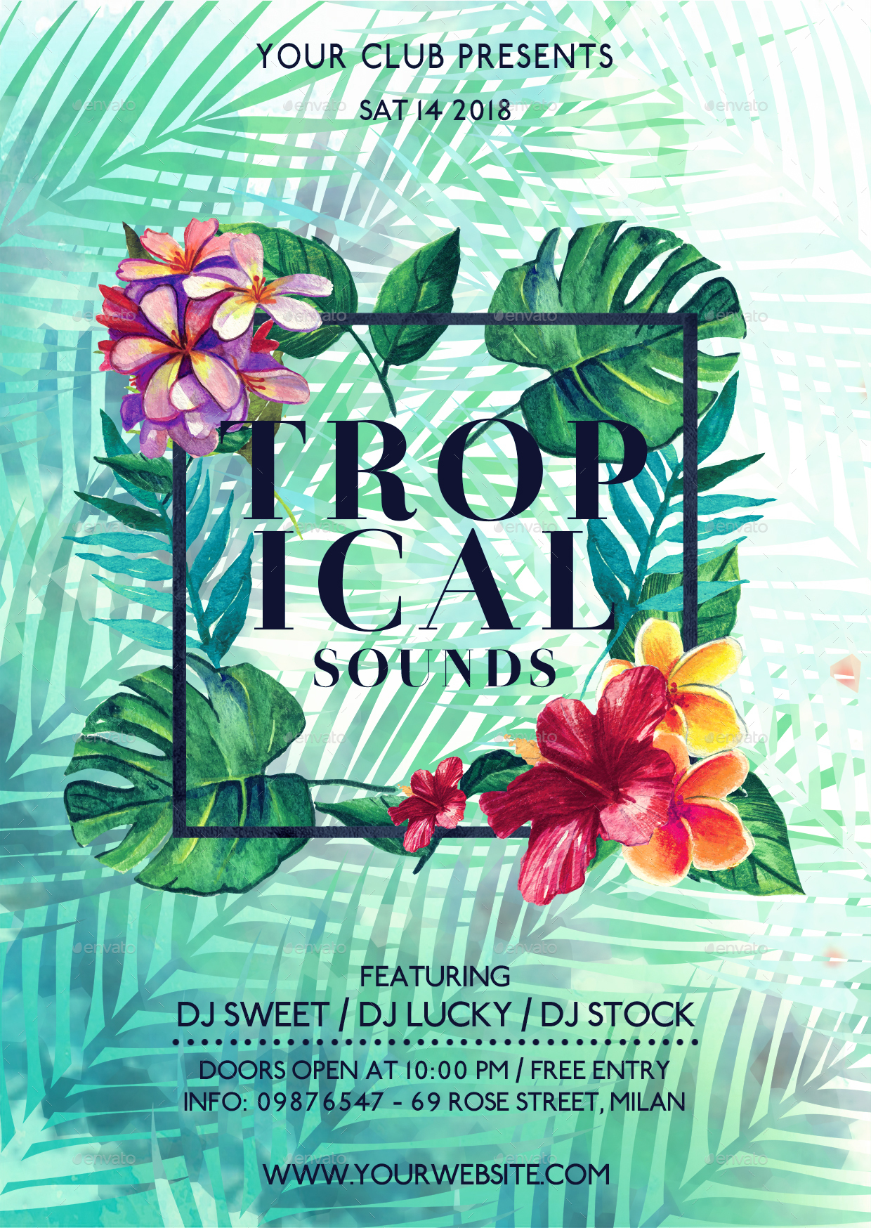 tropical sounds flyer template by lapabrothers graphicriver tropical flyer template